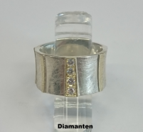 Silberring mit Goldbel&ouml;tung und Diamanten